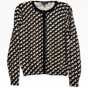 Ann Taylor Horse Print Cardigan Sweater Equestrian Cotton Preppy Novelty Medium
